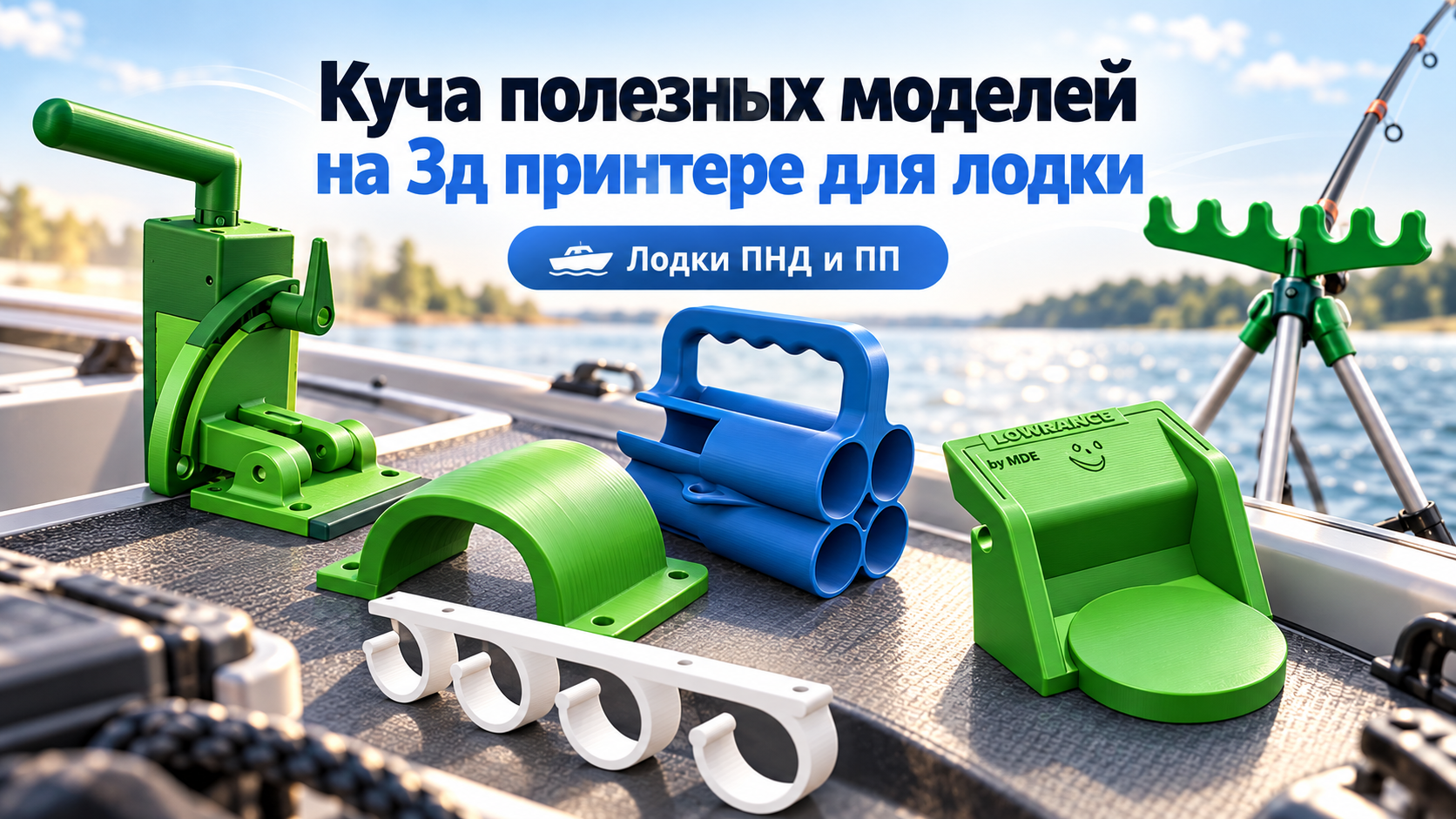 3D-модели для лодки ПНД и ПВХ — держатели спиннингов, крепления и полезные аксессуары для печати на 3D-принтере
